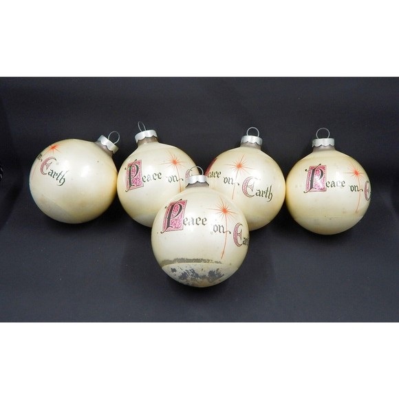 Essex Franke Mercury Glass Christmas Ornaments Dove Peace On Earth Lot of 5 - Picture 1 of 8